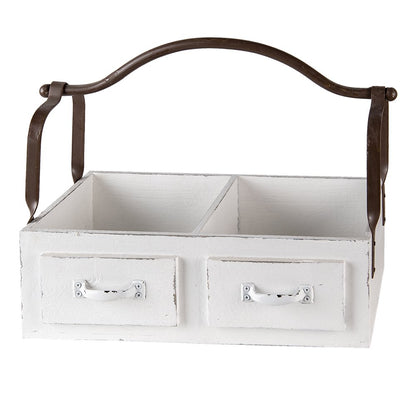 Basket 41x19x29 cm White Wood Tray