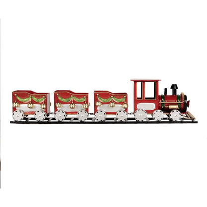 Decoratie beeld trein 58x12x14 cm rood metaal