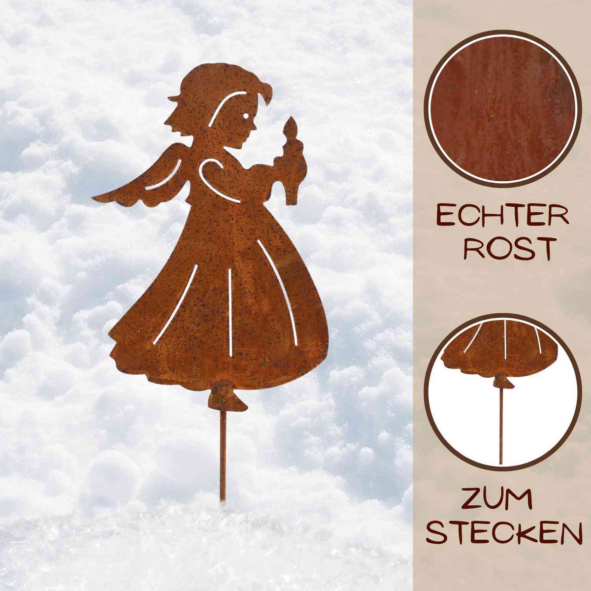Kerstengel decoratie roestkleurig metaal