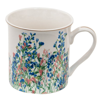 Mok 330 ml keramiek blauw bloemenprint