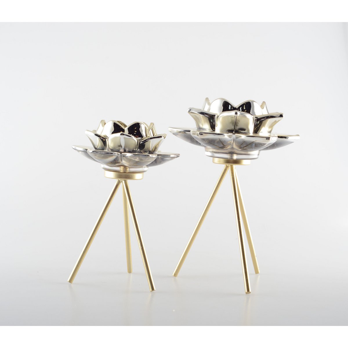 Bloemkandelaar 12.5x12.5x17.5 cm goud glas metaal