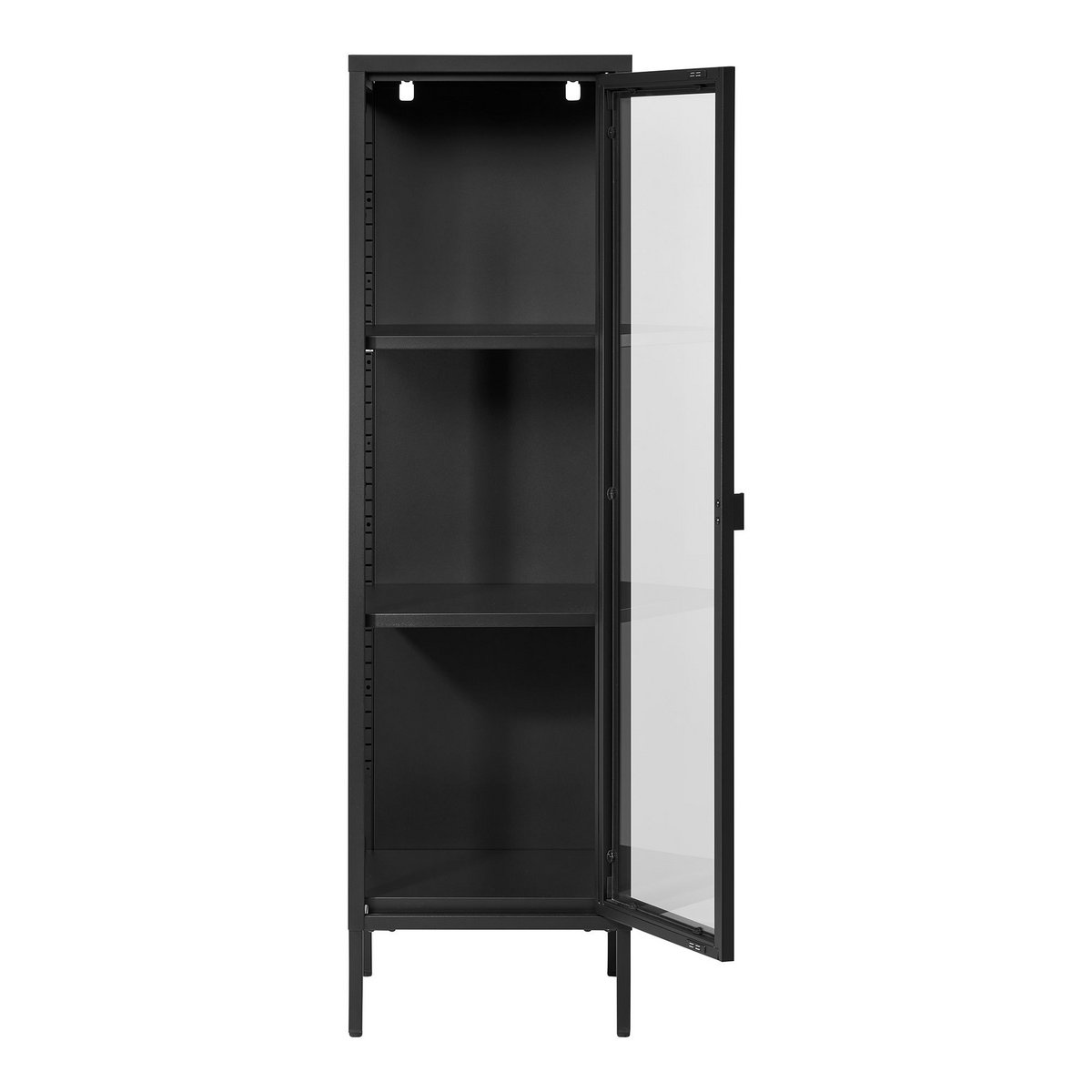 Vitrinekast 40x35x140 cm staal glas zwart