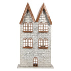 Waxinelichthouder huis 30x13x54 cm grijs metaal