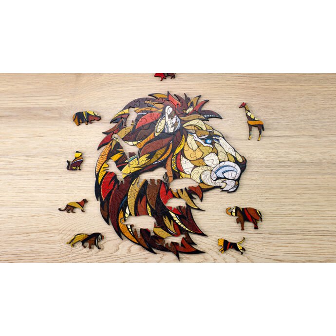 Eco Wood Art Houten Legpuzzel Leeuw Maat L 40,5x36,5x0,5cm