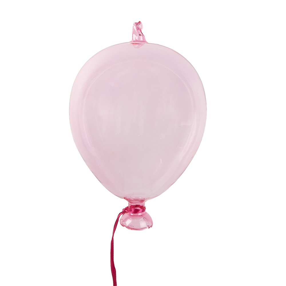 Decoratie hanger glas roze Ø 10x17 cm