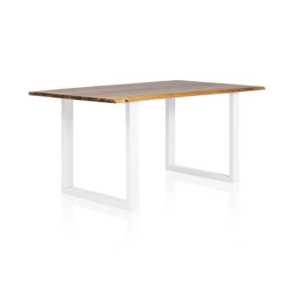 Eettafel massief acaciahout 200x100x75 cm wit frame
