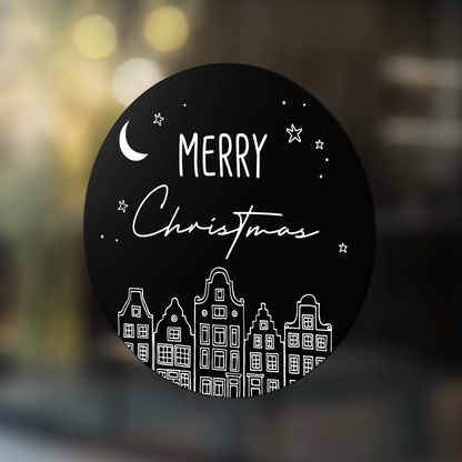 Kerststicker huisjes Ø 30-60 cm