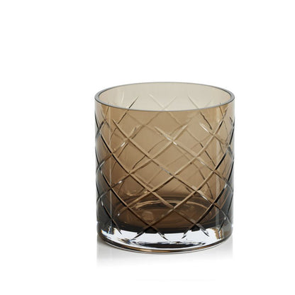 Windlicht klein bruin glas kristal Ø5x8 cm