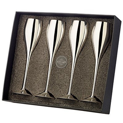 Champagneglazen 4 stuks H 23 cm verzilverd