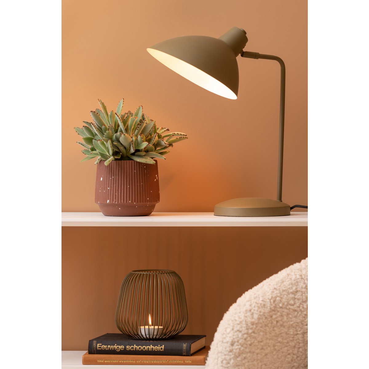 Tafellamp Casque metaal mosgroen 32x49 cm