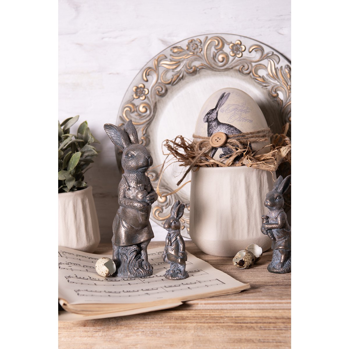 Rabbit Figurine 21 cm Brown Plastic Home Accessories