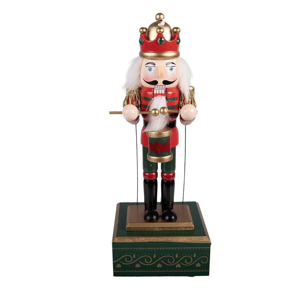 Muziekdoos notenkraker 30 cm groen hout