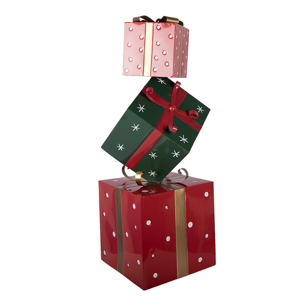Kerstdecoratie Beeld Cadeau 36x36x90 cm Rood Groen Metaal