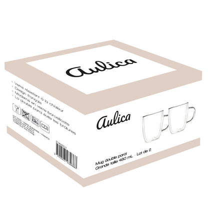 Mokken dubbele wand 480 ml set van 2 glas
