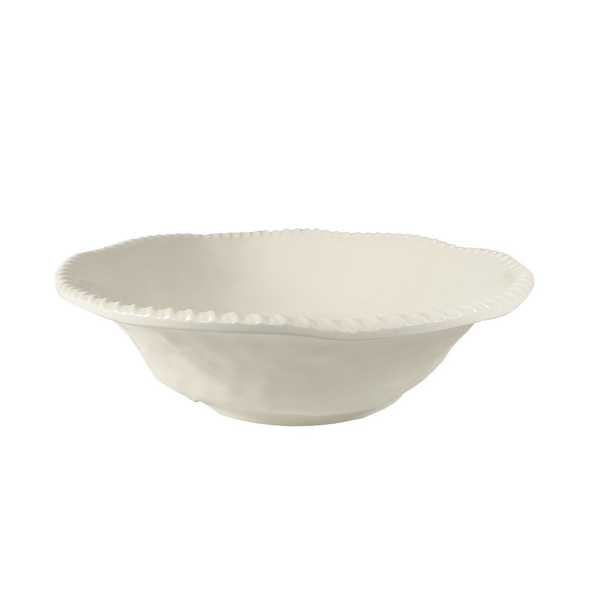 Slakom met saladebestek melamine crème 30.5 cm