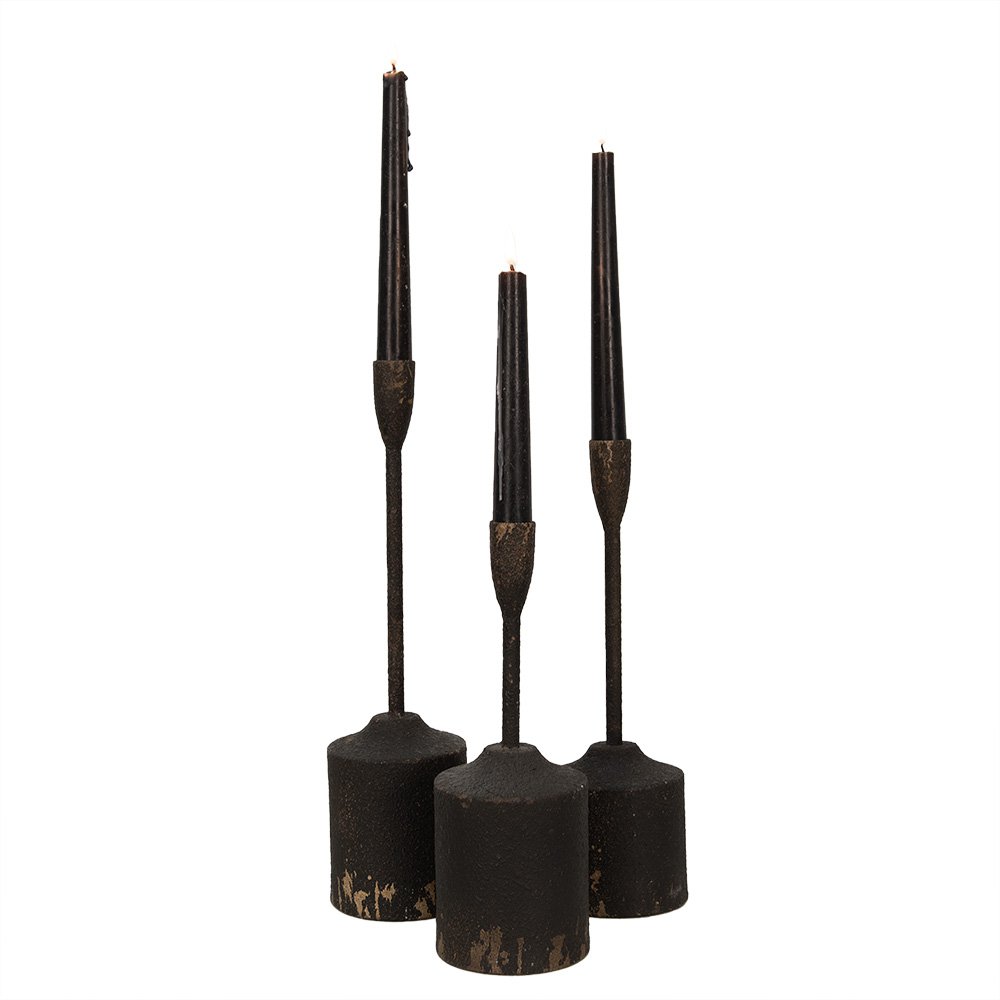 Kandelaar set 3 stuks 35/30/25 cm zwart ijzer