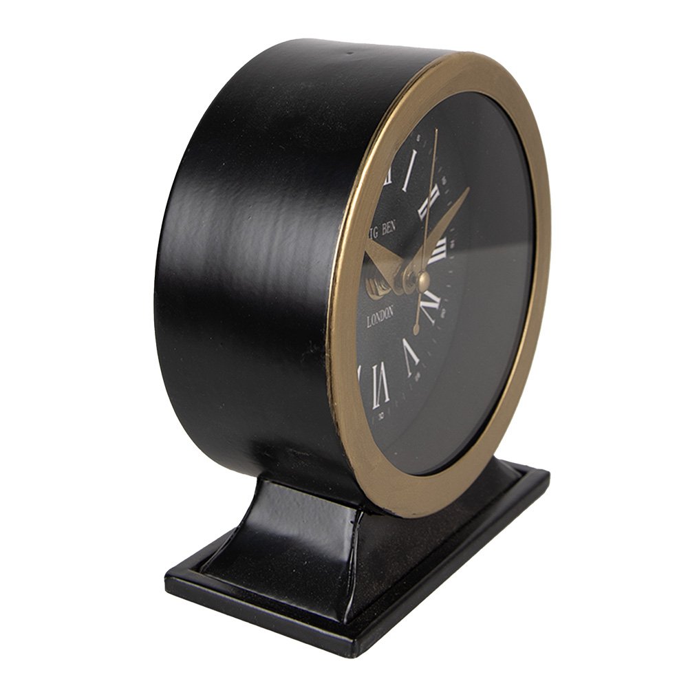 Tafelklok 14 cm zwart ijzer