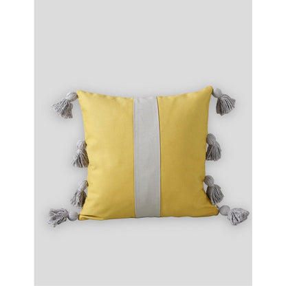 Kussenhoes canvas 40x40 cm met kwastjes