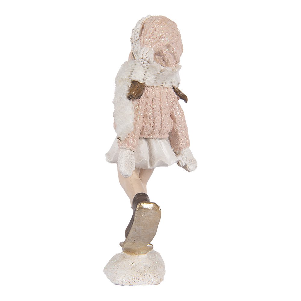 Decoratie beeld meisje 4x3x10 cm roze kunststof