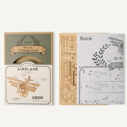Robotime, 3D Wooden Puzzle Airplane, TG301, 21x17.6x12cm
