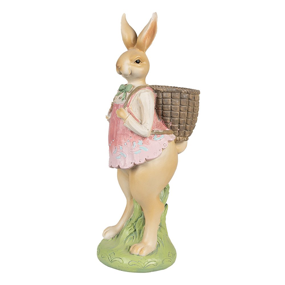 Paasdecoratie konijn 31 cm bruin roze polyresin