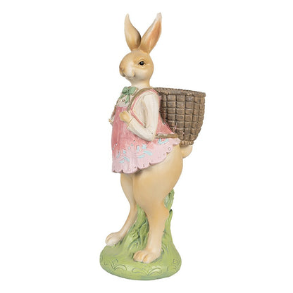 Paasdecoratie konijn 31 cm bruin roze polyresin