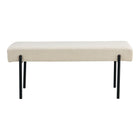Bank wit bouclé 100x36x42,5 cm zwarte poten