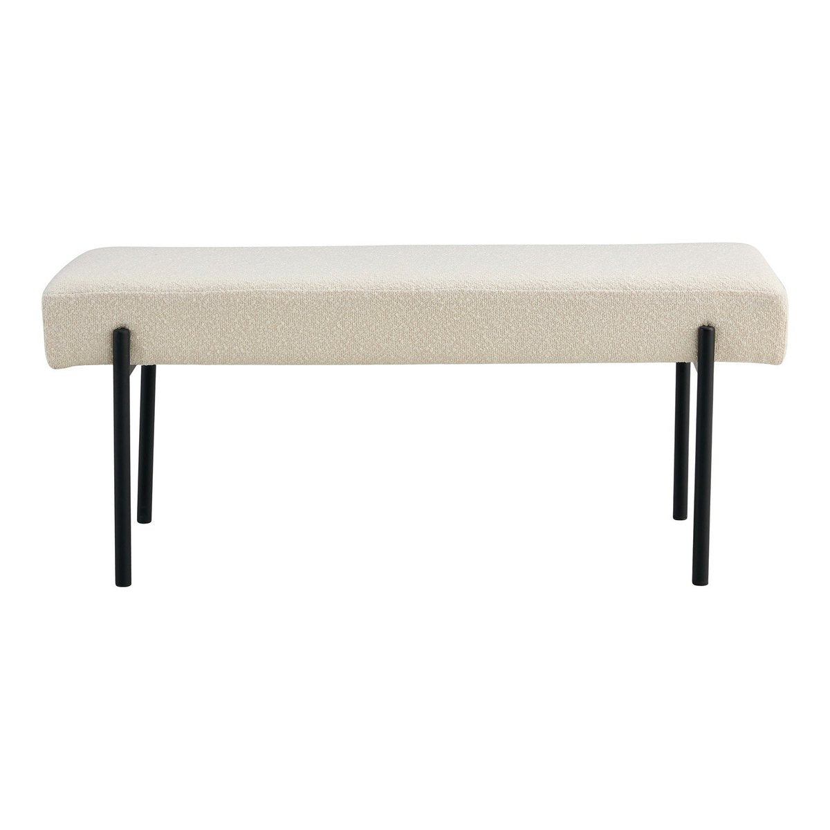 Bank wit bouclé 100x36x42,5 cm zwarte poten