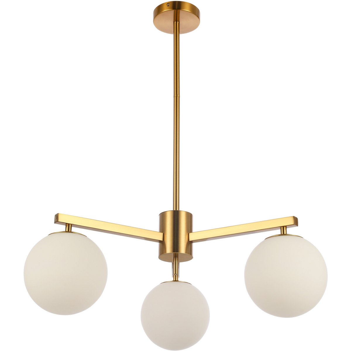 Hanglamp Stella 3-licht messing satijn wit
