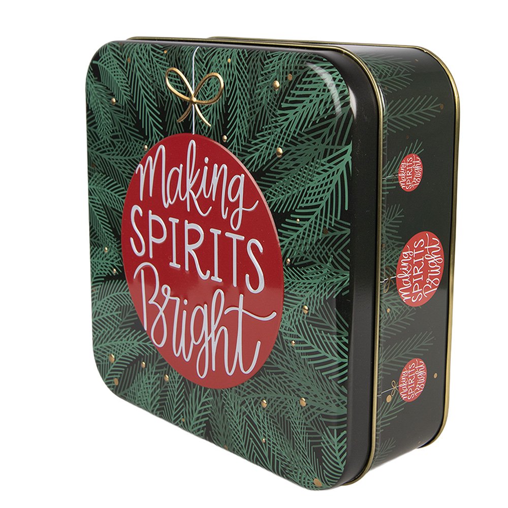 Storage Tin 17x17x6 cm Green Metal