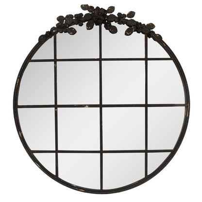 Wandspiegel 81 cm rond zwart ijzer