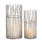 Kaarsenhouder set 2 stuks Ø12x24 cm en Ø8x20 cm aluminium zwart zilver