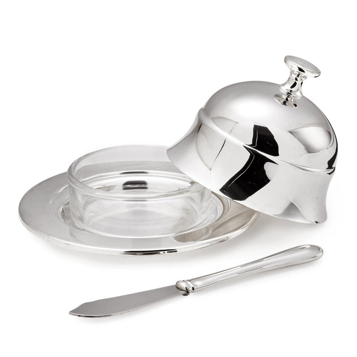 Boterklok 11 cm verzilverd met botermes