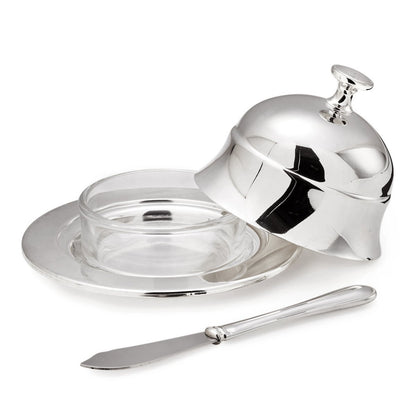 Boterklok 11 cm verzilverd met botermes