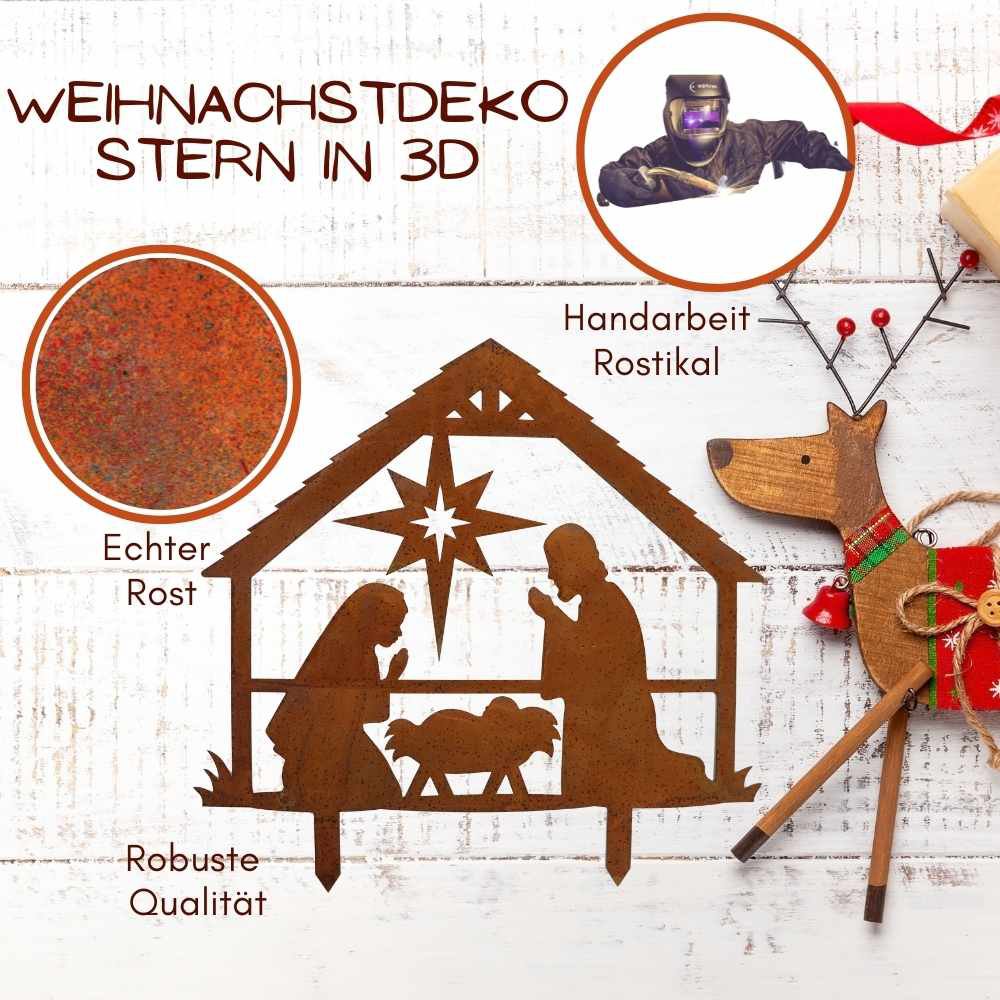 Kerststal metaal 35x28 cm bruin