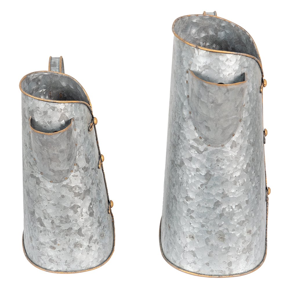 Decoration Watering Can Set of 2 Grey Metal