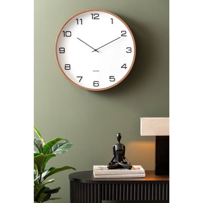 Wandklok 51 cm wit houtprint