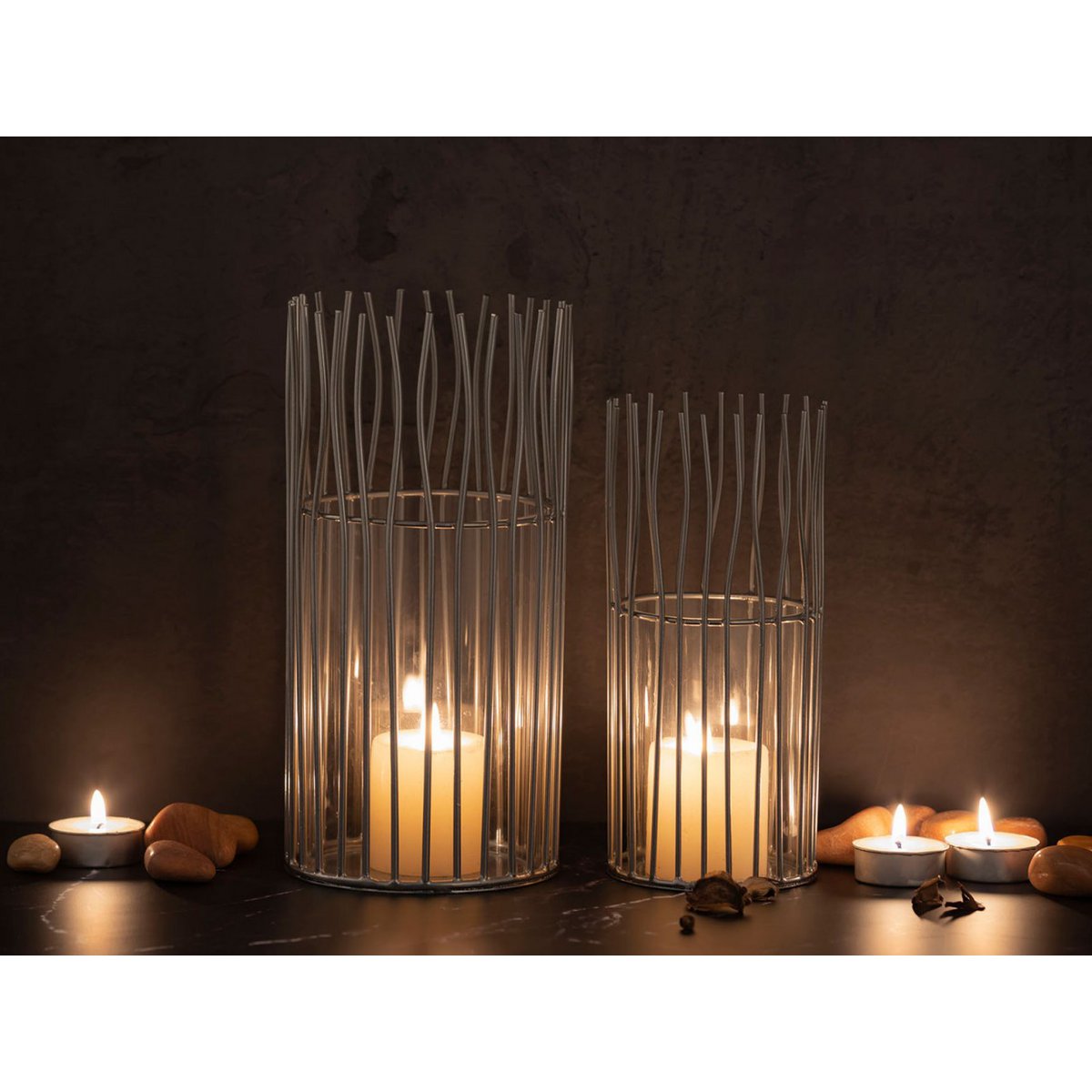 Windlicht 8-Delige Set 2x4 PU Kandelaren Zwart Of Zilver