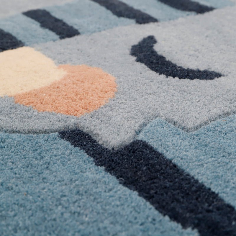Kindertapijt tijger 65x125 cm wol blauw
