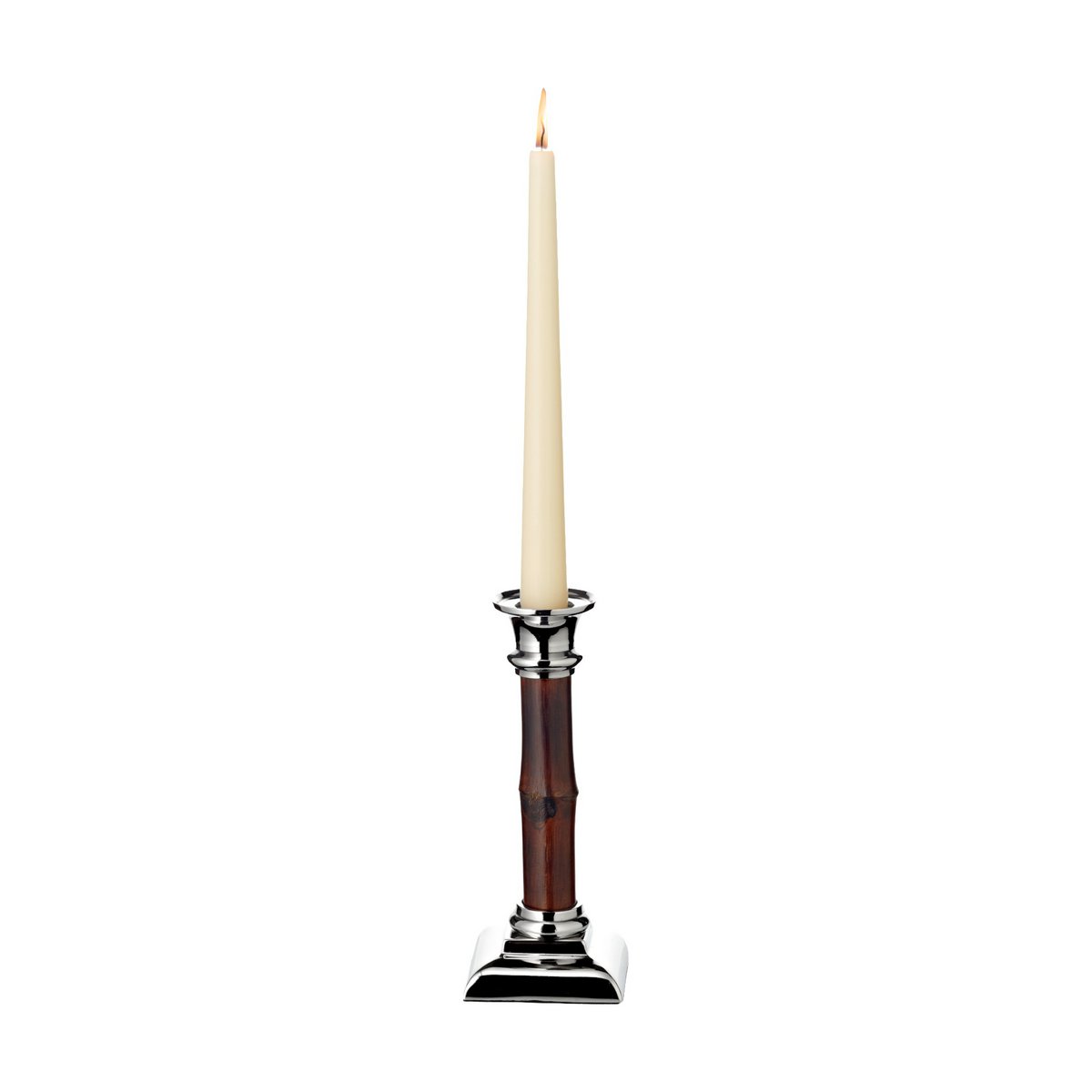 Kandelaar bamboe staal 20 cm zilver