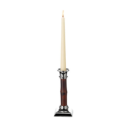 Kandelaar bamboe staal 20 cm zilver