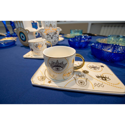 Koffiekopjes set van 2 goud 250 ml keramiek