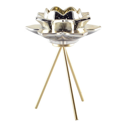 Bloemkandelaar 12.5x12.5x17.5 cm goud glas metaal