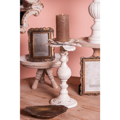 Candlestick Ø 19x34 cm White Iron Candle Holder