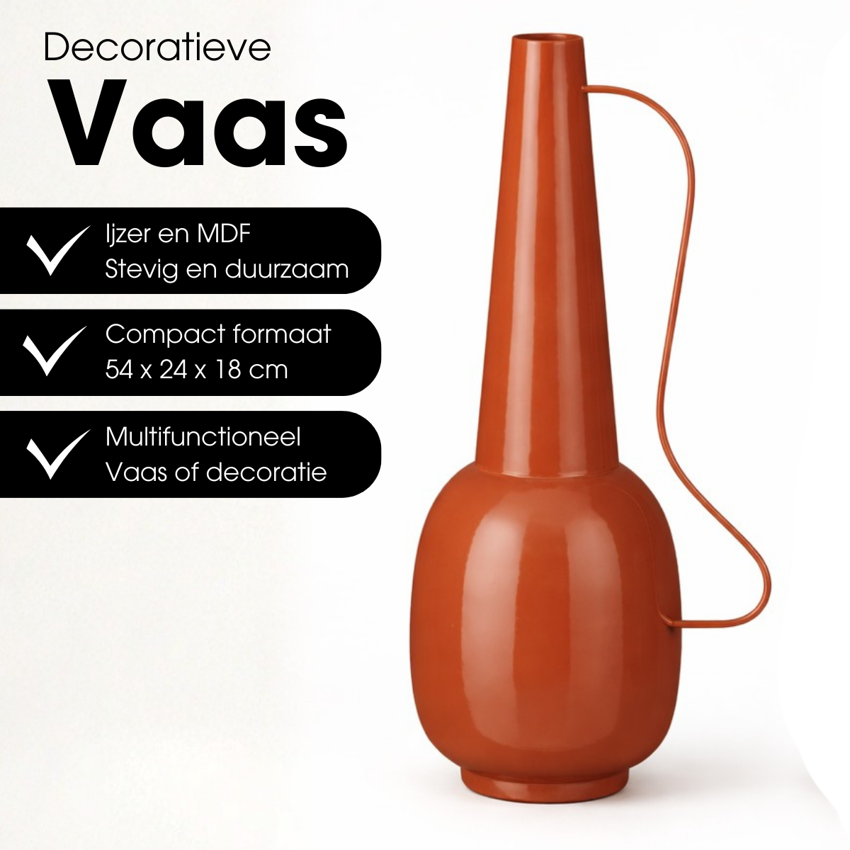 Vaas bruin 24x18x54 cm ijzer fluweel