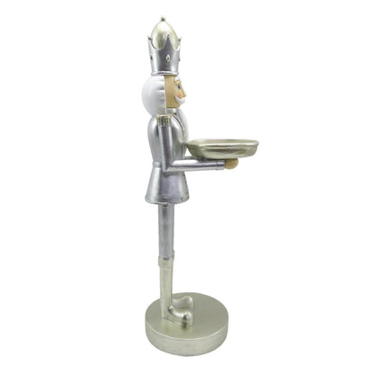 Notenkraker beeld 40 cm zilver wit kunststof