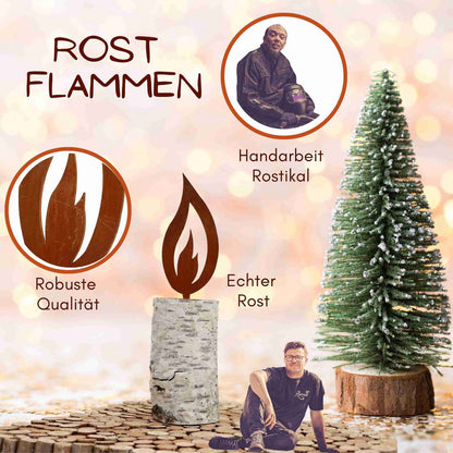 Decoratie vlam edelroest metaal