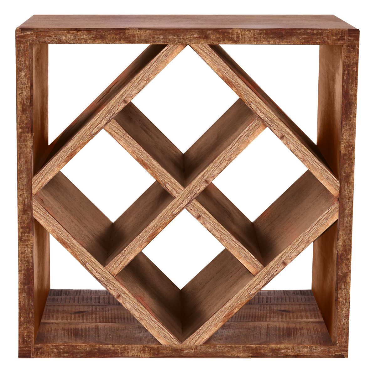 Wijnrek Van Mangohout Voor 8 Flessen Met Natuurlijke Look