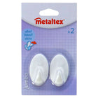 Metaltex Oval Adhesive Hooks 2 Pieces White