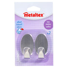 Metaltex Oval Adhesive Hooks 2 Pieces Stainless Steel
